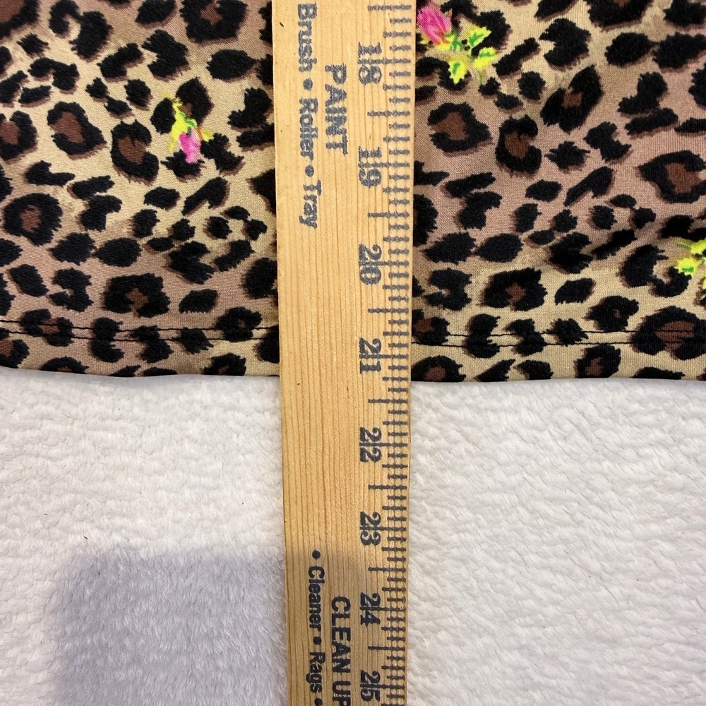 Betsey Johnson Size M Leopard Floral Top Y2K Indie Stretch Blouse - Picture 6 of 7